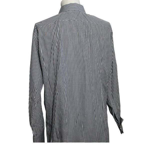 PAUL SMITH SZ 17.5 French Cuff Black & White Checkered Cotton Men's Shirt - Picture 5 of 7
